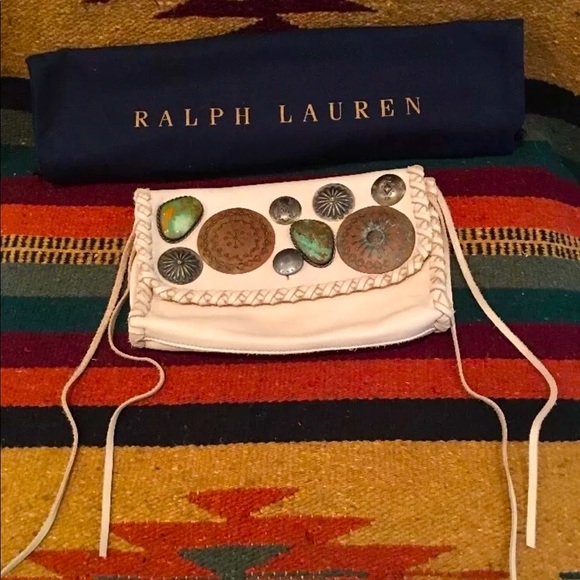 RALPH LAUREN Collection Western Line Clutch Bag Copper Silver Turquoise RARE! - Picture 2 of 8